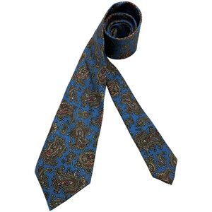 CHARVET XL Blue/Green Paisley Silk LUXURY Tie FRANCE